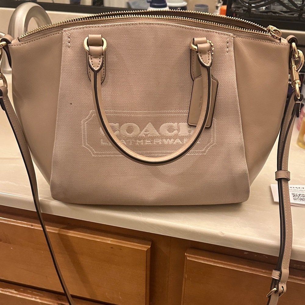 Coach Light Brown and Cream Satchel